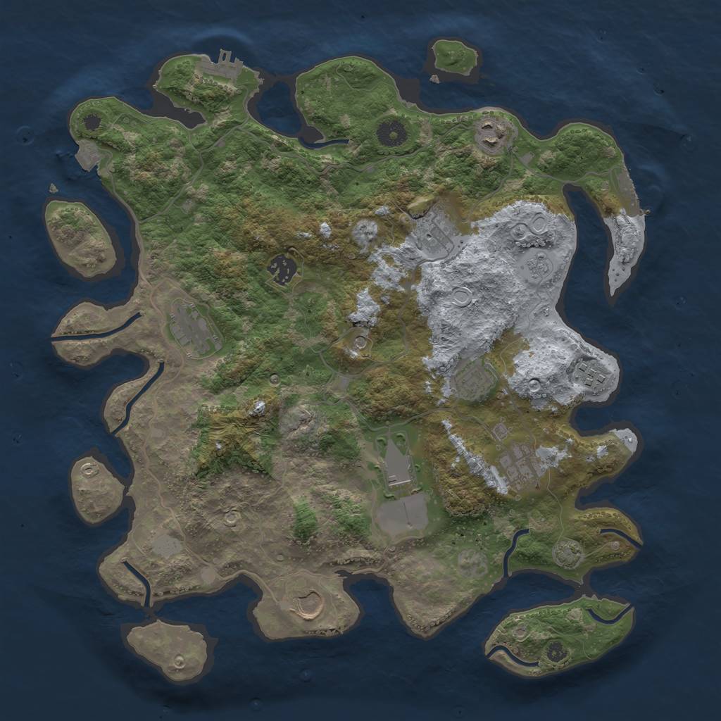 Rust Map: Procedural Map, Size: 3800, Seed: 80680291, 17 Monuments