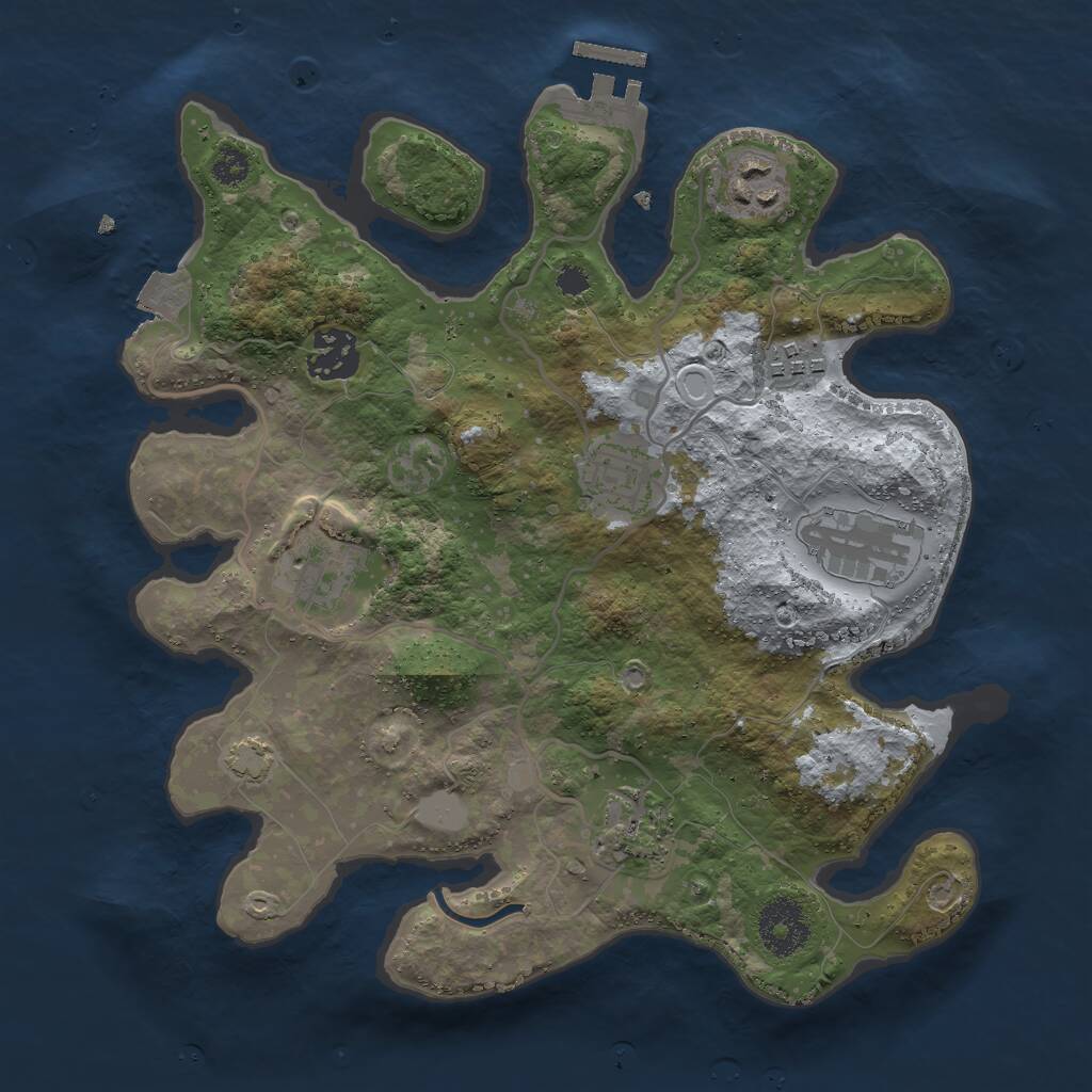 Rust Map: Procedural Map, Size: 3000, Seed: 784143543, 10 Monuments
