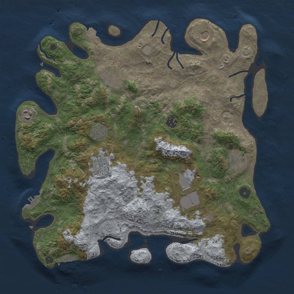 Rust Map: Procedural Map, Size: 4000, Seed: 2049, 17 Monuments