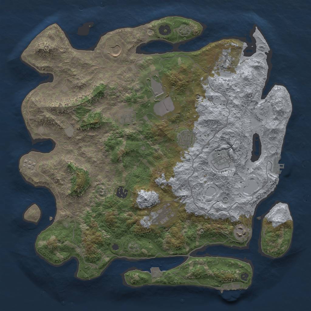 Rust Map: Procedural Map, Size: 4000, Seed: 29405, 18 Monuments