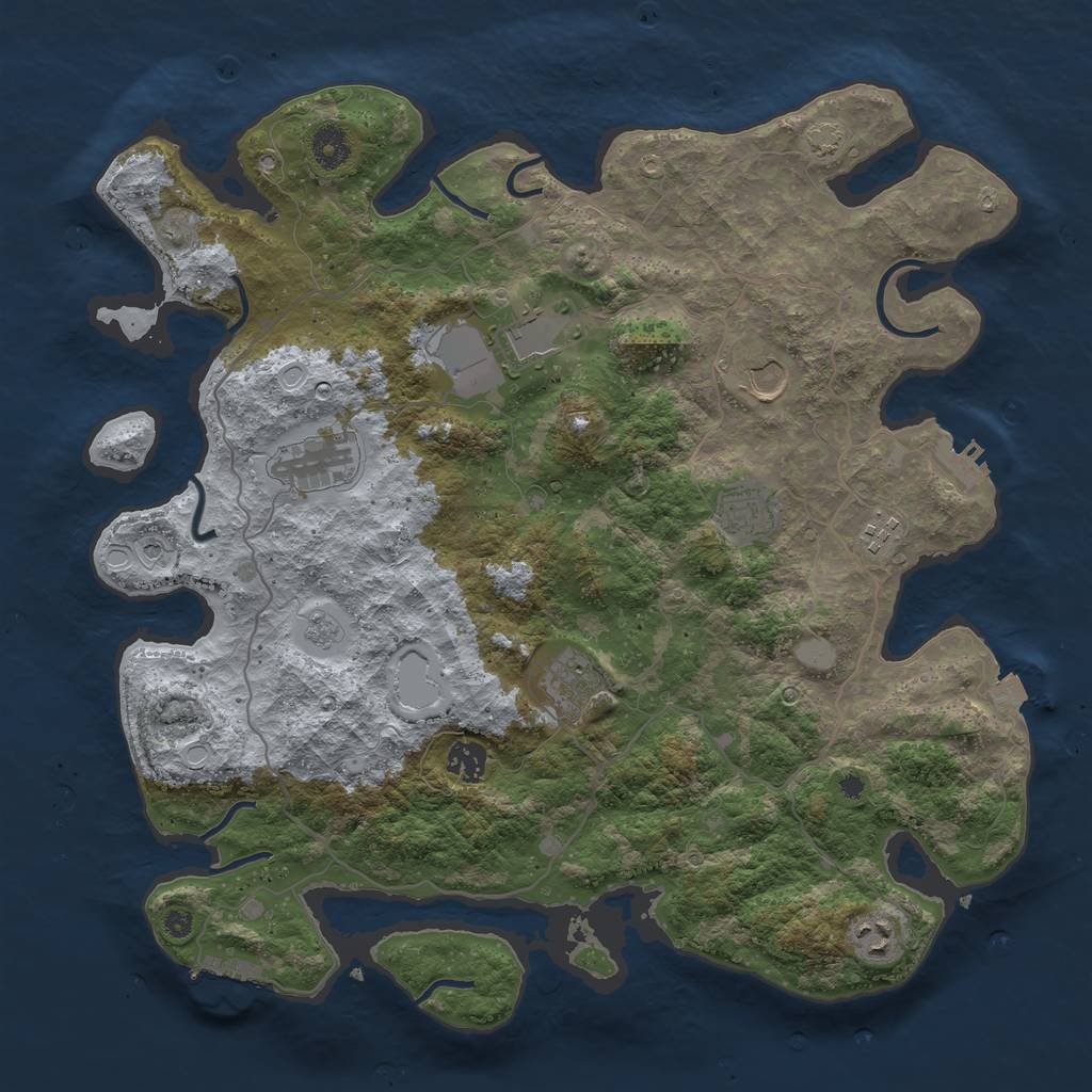 Rust Map: Procedural Map, Size: 4000, Seed: 1264172202, 16 Monuments