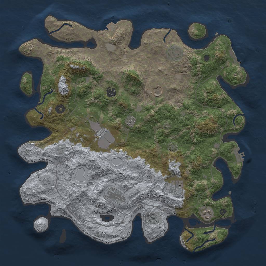 Rust Map: Procedural Map, Size: 4000, Seed: 10025, 16 Monuments