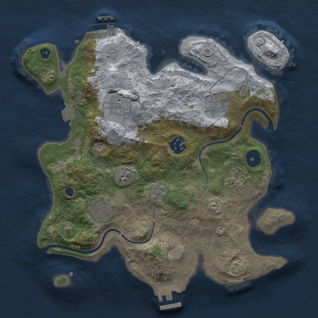 Rust Map: Procedural Map, Size: 3000, Seed: 1073633060, 12 Monuments