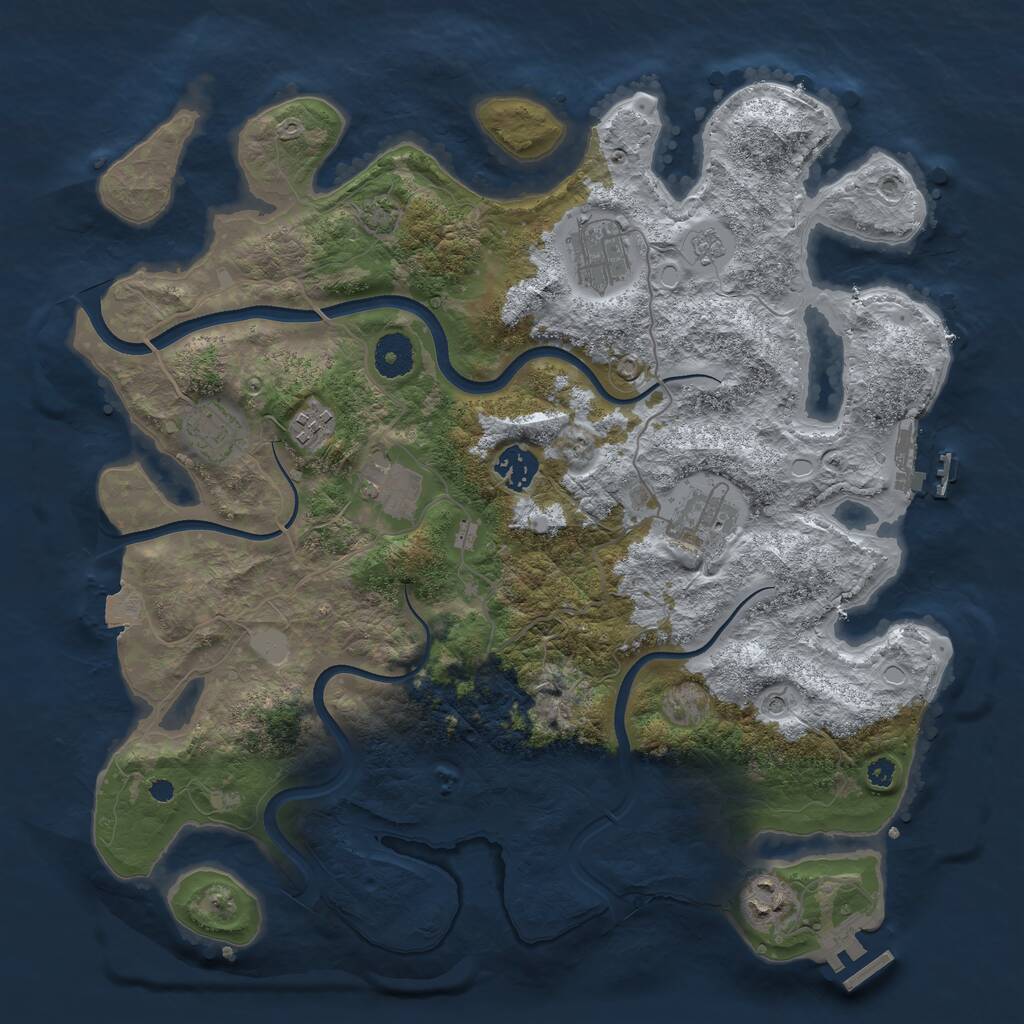 Rust Map: Procedural Map, Size: 3650, Seed: 30907030, 13 Monuments