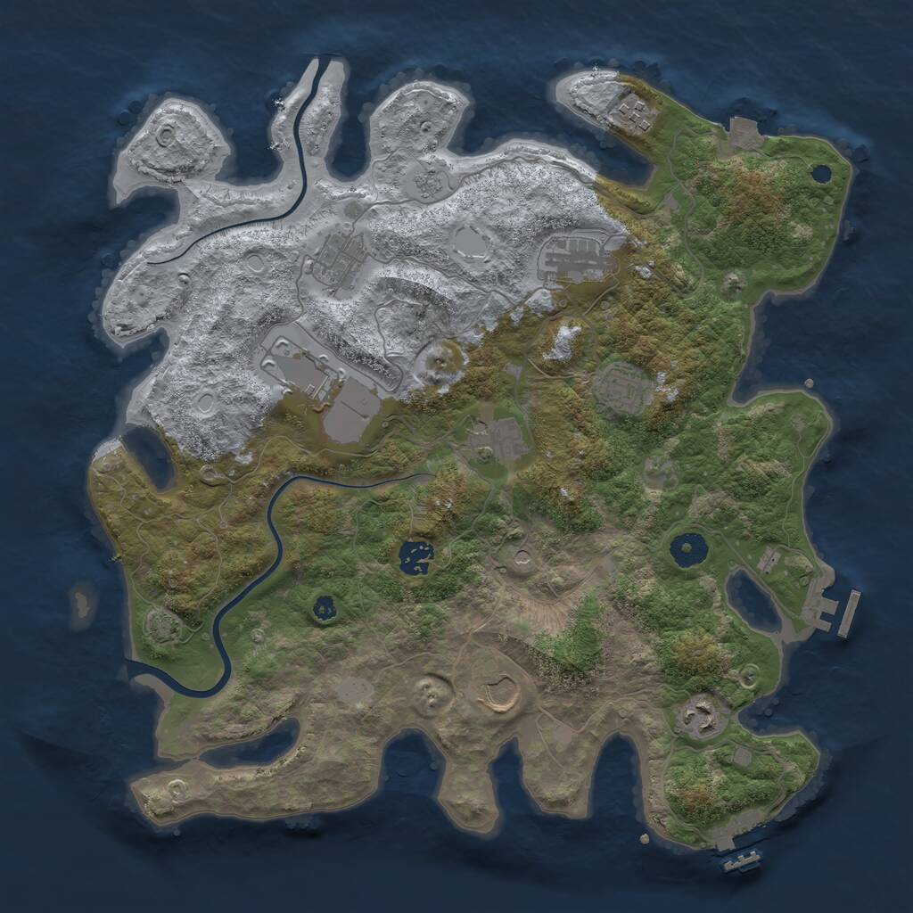 Rust Map: Procedural Map, Size: 3850, Seed: 27448957, 15 Monuments