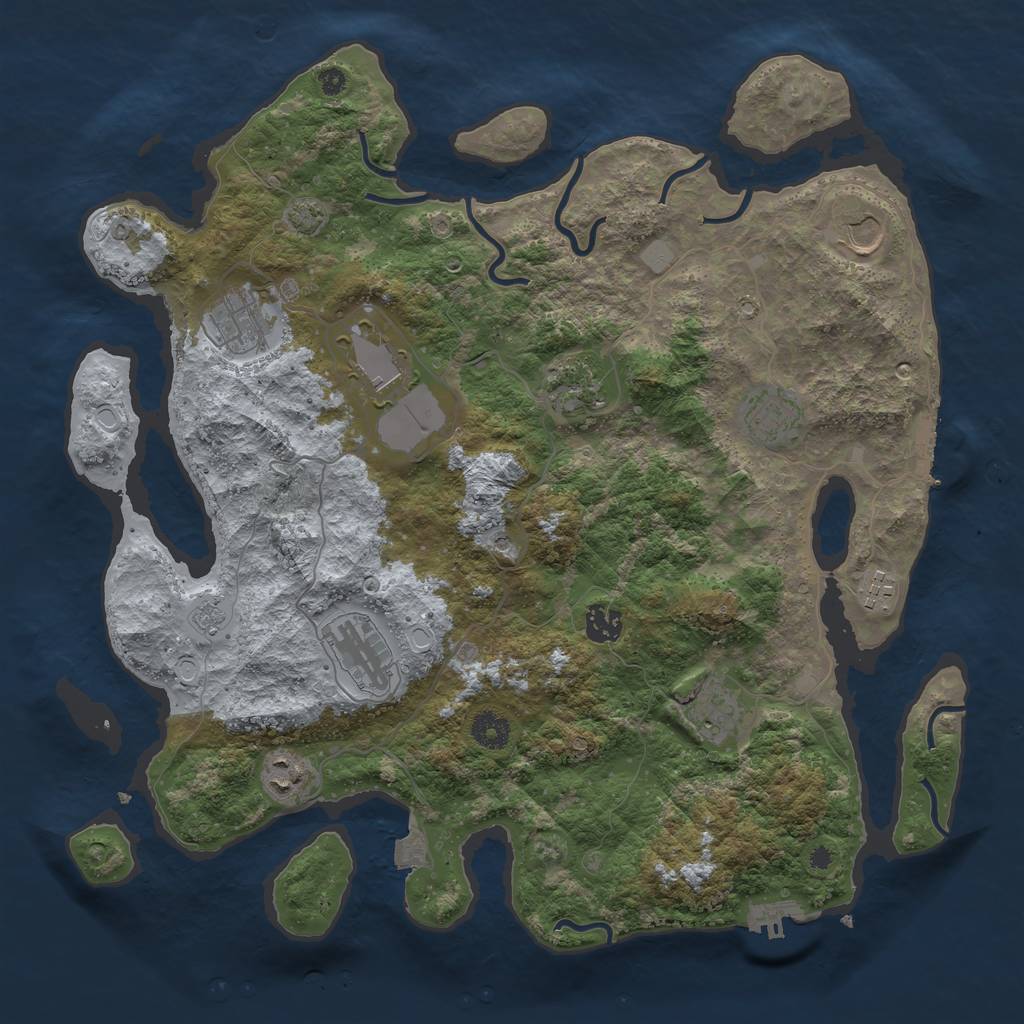 Rust Map: Procedural Map, Size: 3950, Seed: 11375084, 18 Monuments
