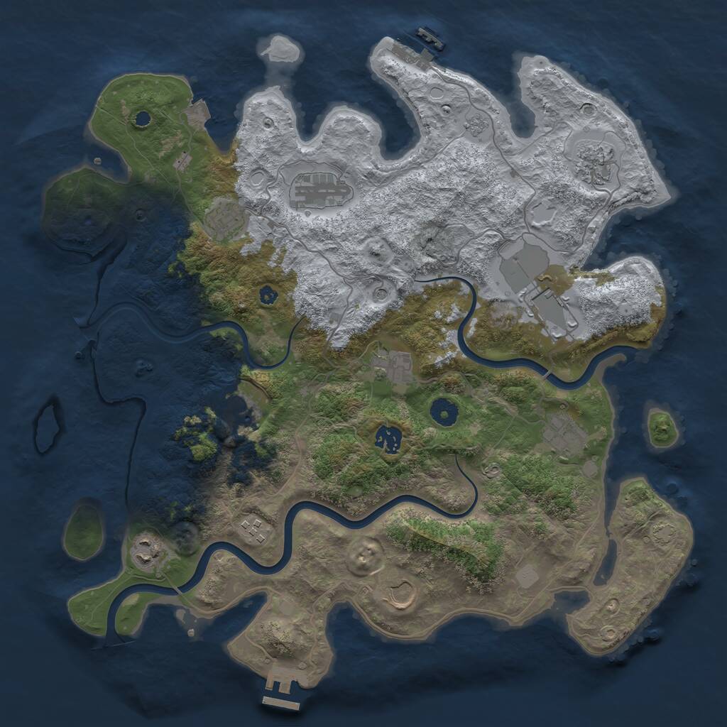 Rust Map: Procedural Map, Size: 3950, Seed: 70428283, 17 Monuments