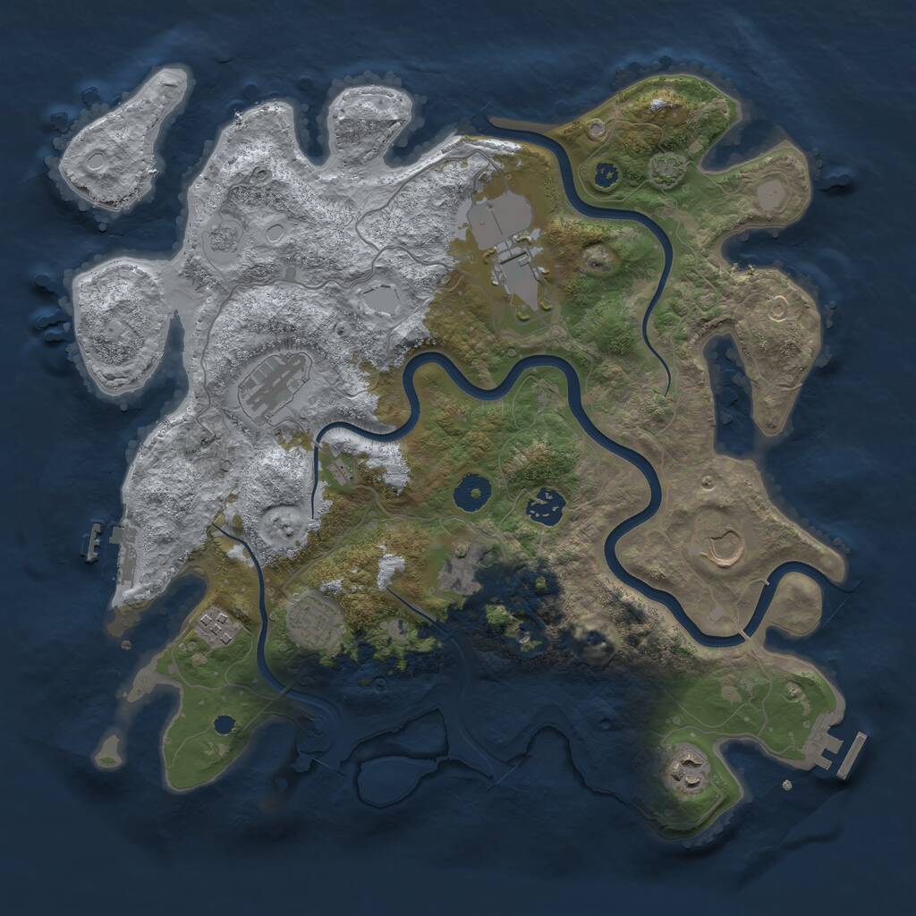 Rust Map: Procedural Map, Size: 3750, Seed: 57844286, 14 Monuments