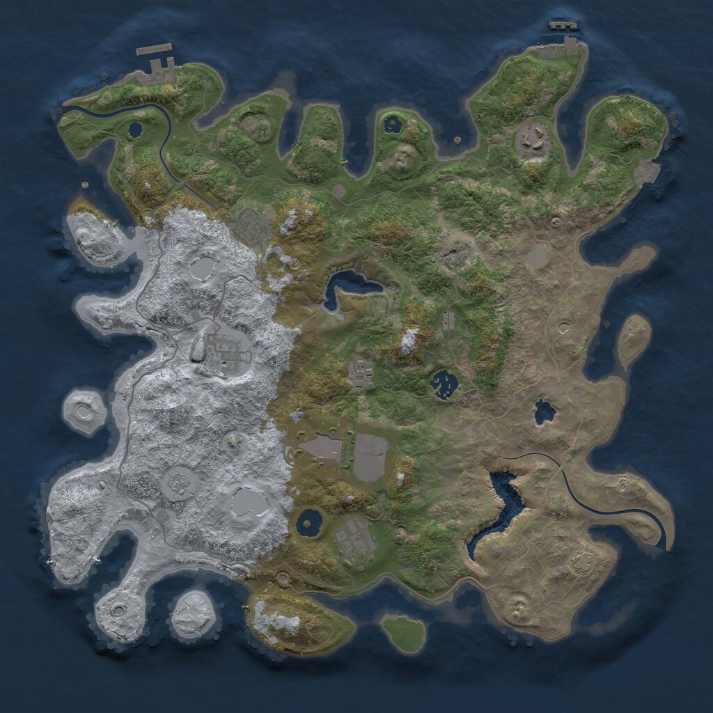 Rust Map: Procedural Map, Size: 4000, Seed: 1323396584, 13 Monuments