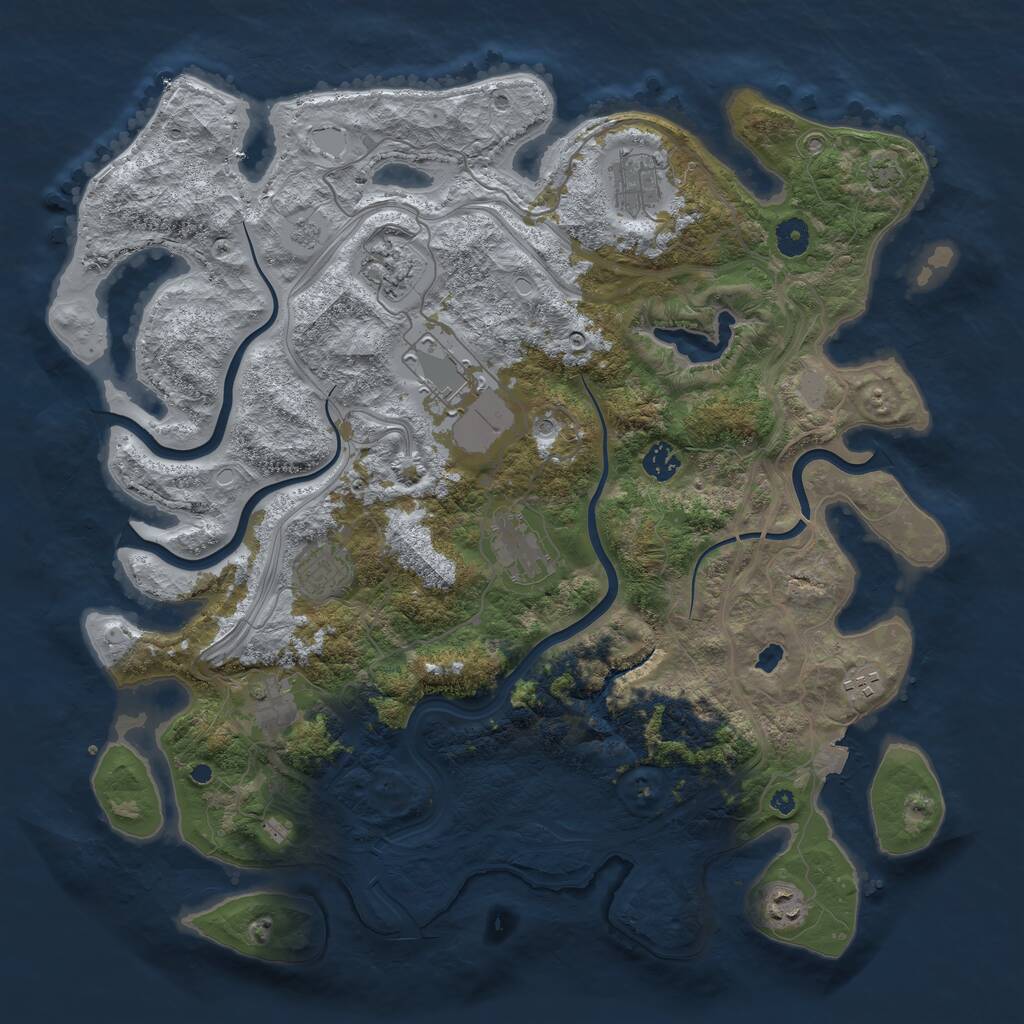 Rust Map: Procedural Map, Size: 4250, Seed: 47059128, 13 Monuments