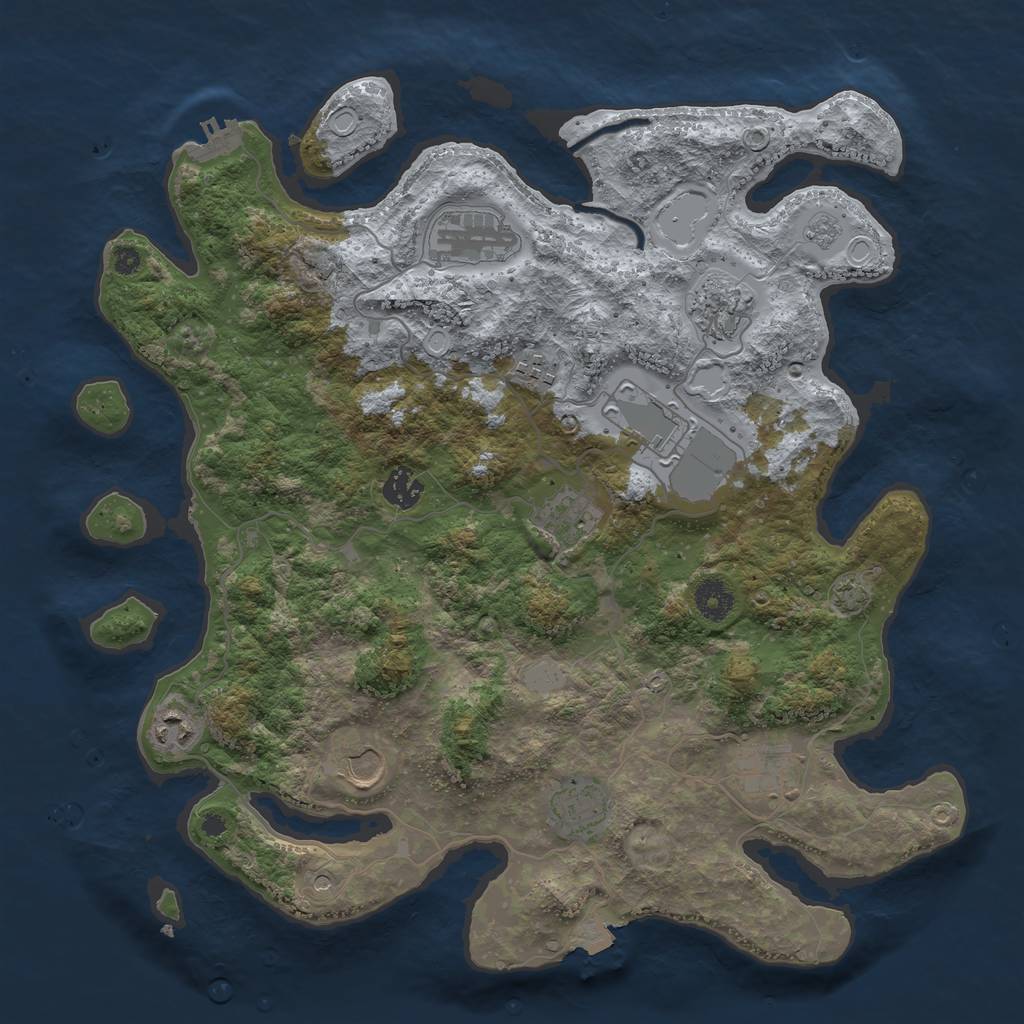 Rust Map: Procedural Map, Size: 3850, Seed: 17659617, 17 Monuments