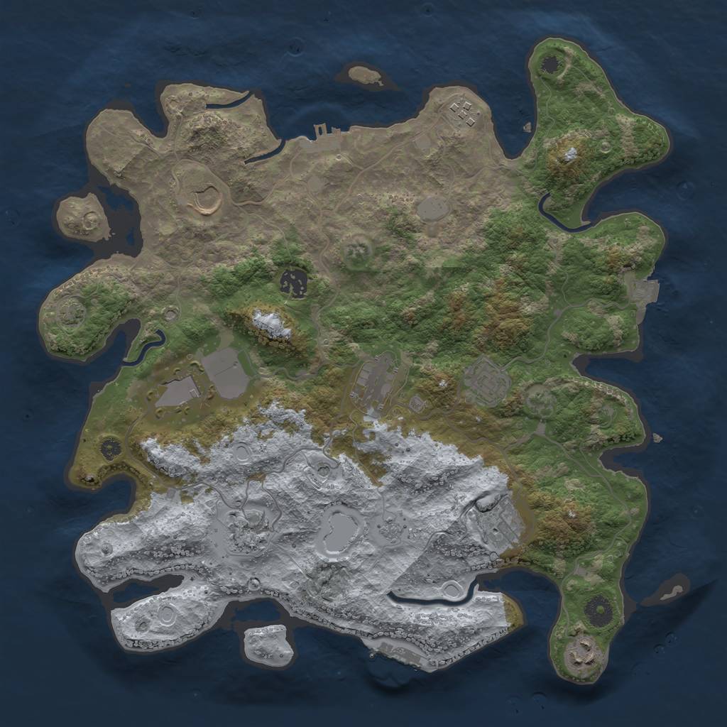 Rust Map: Procedural Map, Size: 3750, Seed: 61940118, 17 Monuments