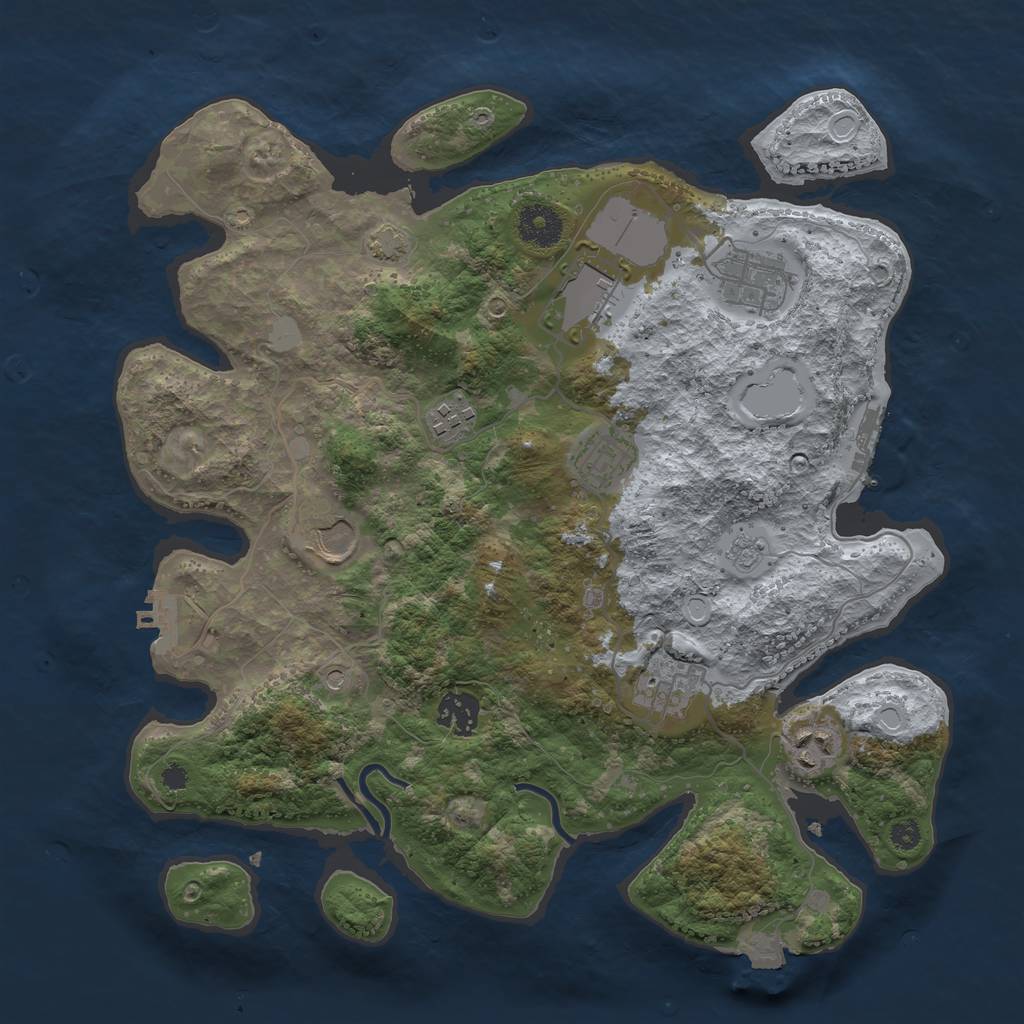 Rust Map: Procedural Map, Size: 3500, Seed: 5071929, 16 Monuments