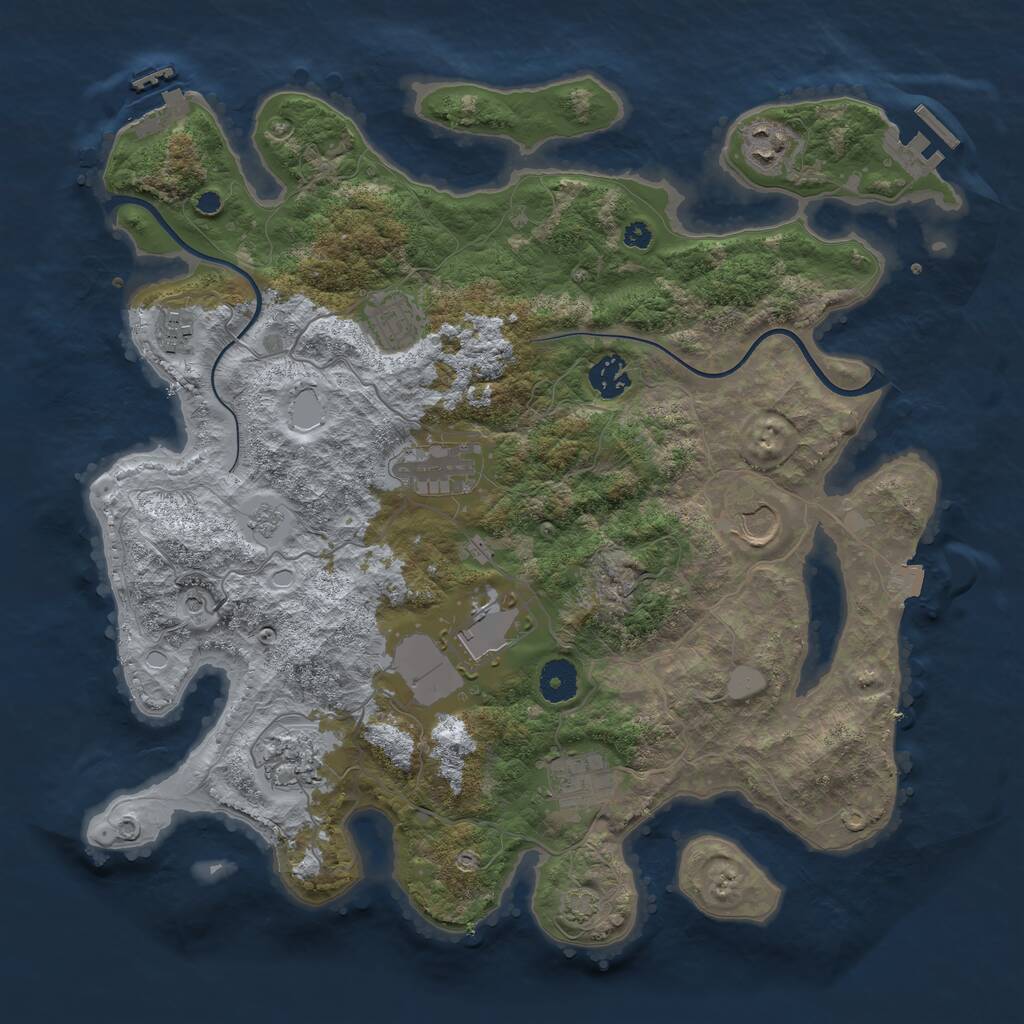Rust Map: Procedural Map, Size: 3750, Seed: 2139170835, 15 Monuments