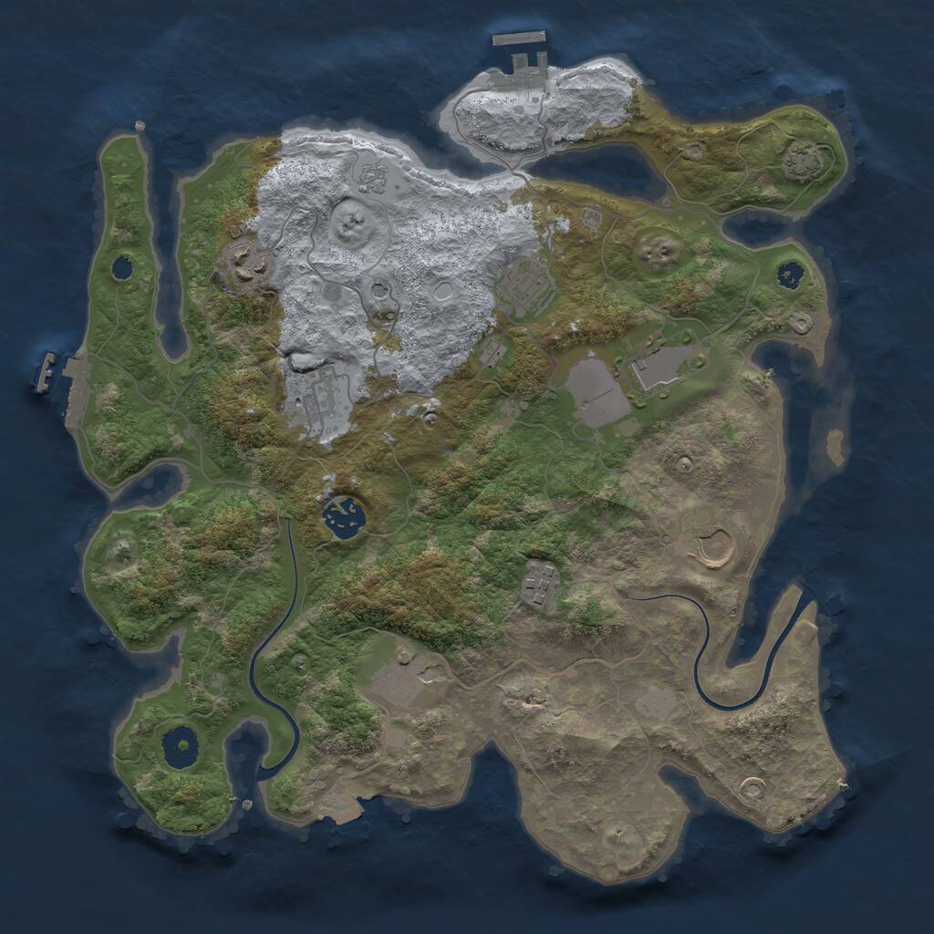 Rust Map: Procedural Map, Size: 3550, Seed: 46811652, 14 Monuments