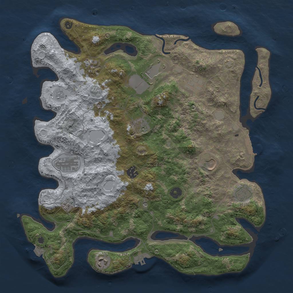 Rust Map: Procedural Map, Size: 3850, Seed: 44211292, 18 Monuments