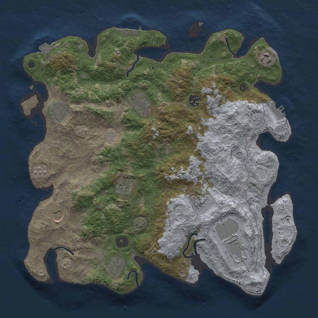 Rust Map: Procedural Map, Size: 3850, Seed: 48525781, 18 Monuments