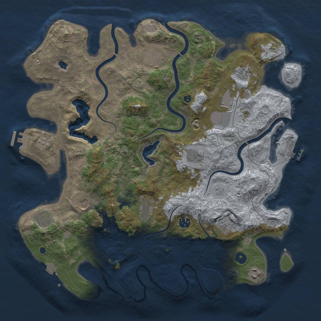Rust Map: Procedural Map, Size: 4244, Seed: 555394780, 17 Monuments