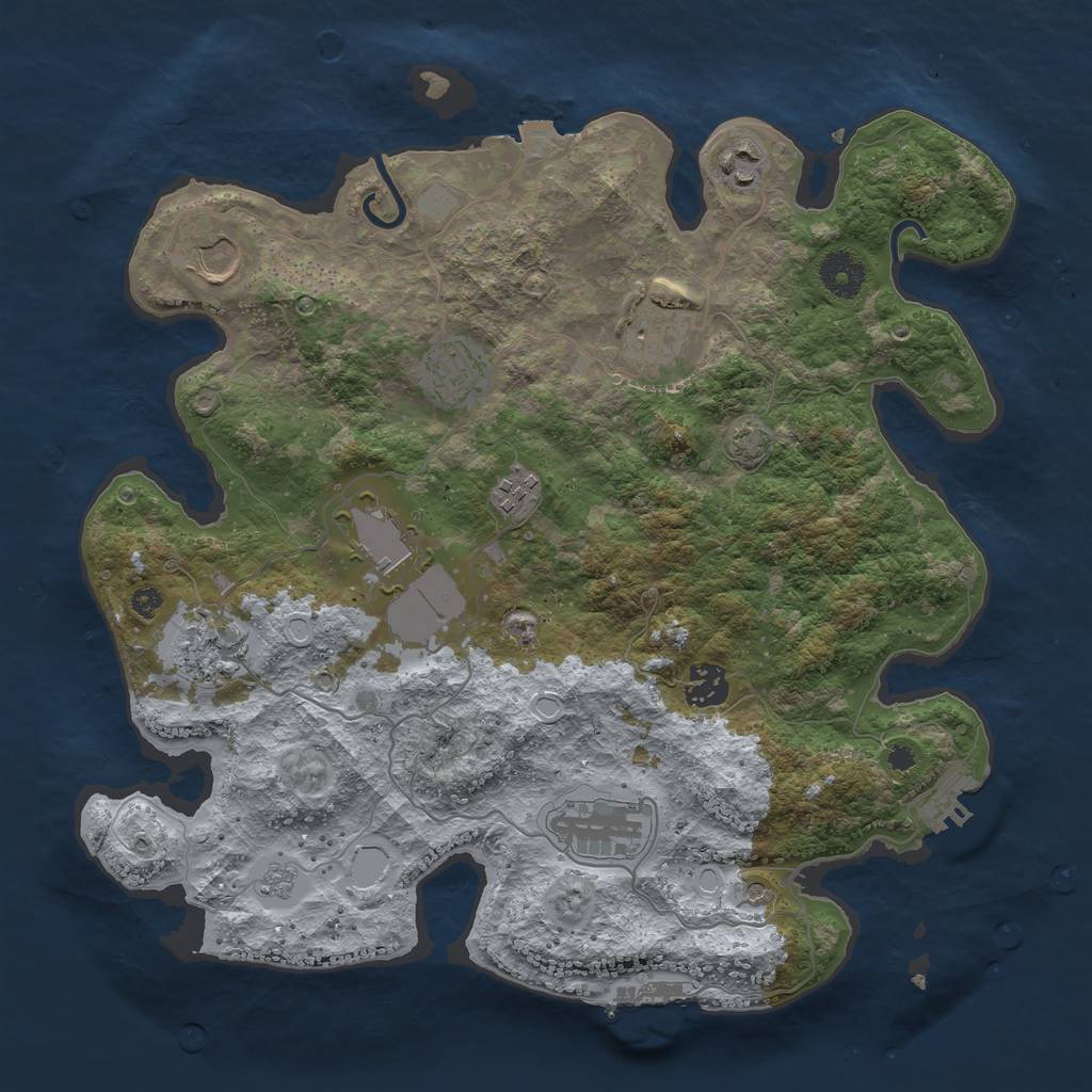 Rust Map: Procedural Map, Size: 3600, Seed: 81491935, 17 Monuments