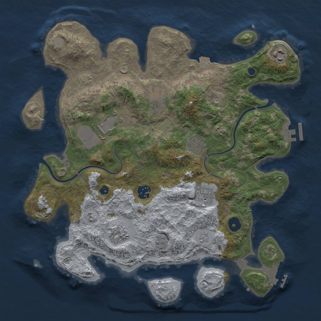 Rust Map: Procedural Map, Size: 3600, Seed: 36470887, 14 Monuments
