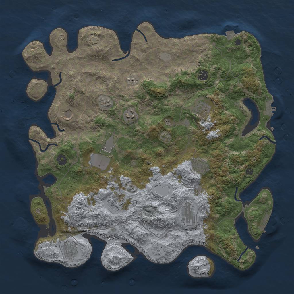 Rust Map: Procedural Map, Size: 4100, Seed: 83926215, 18 Monuments