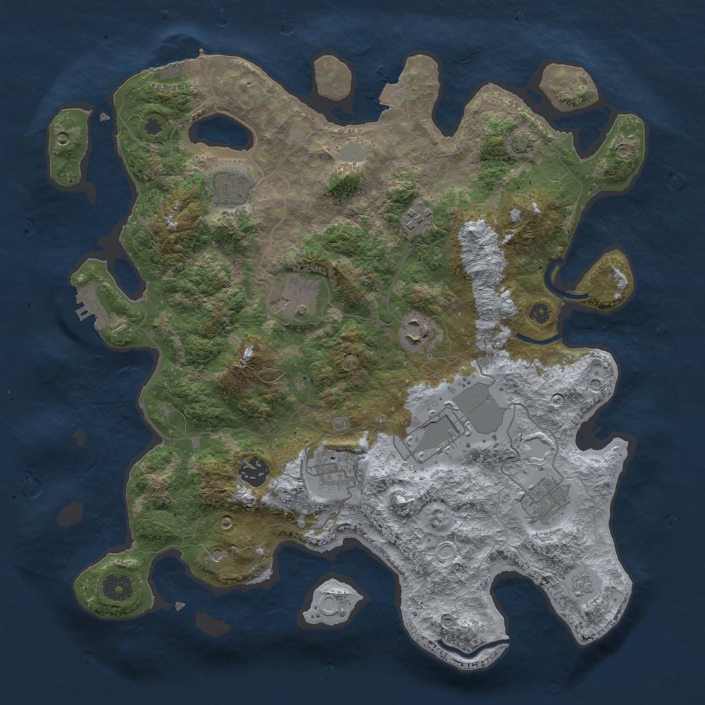 Rust Map: Procedural Map, Size: 3700, Seed: 16, 16 Monuments