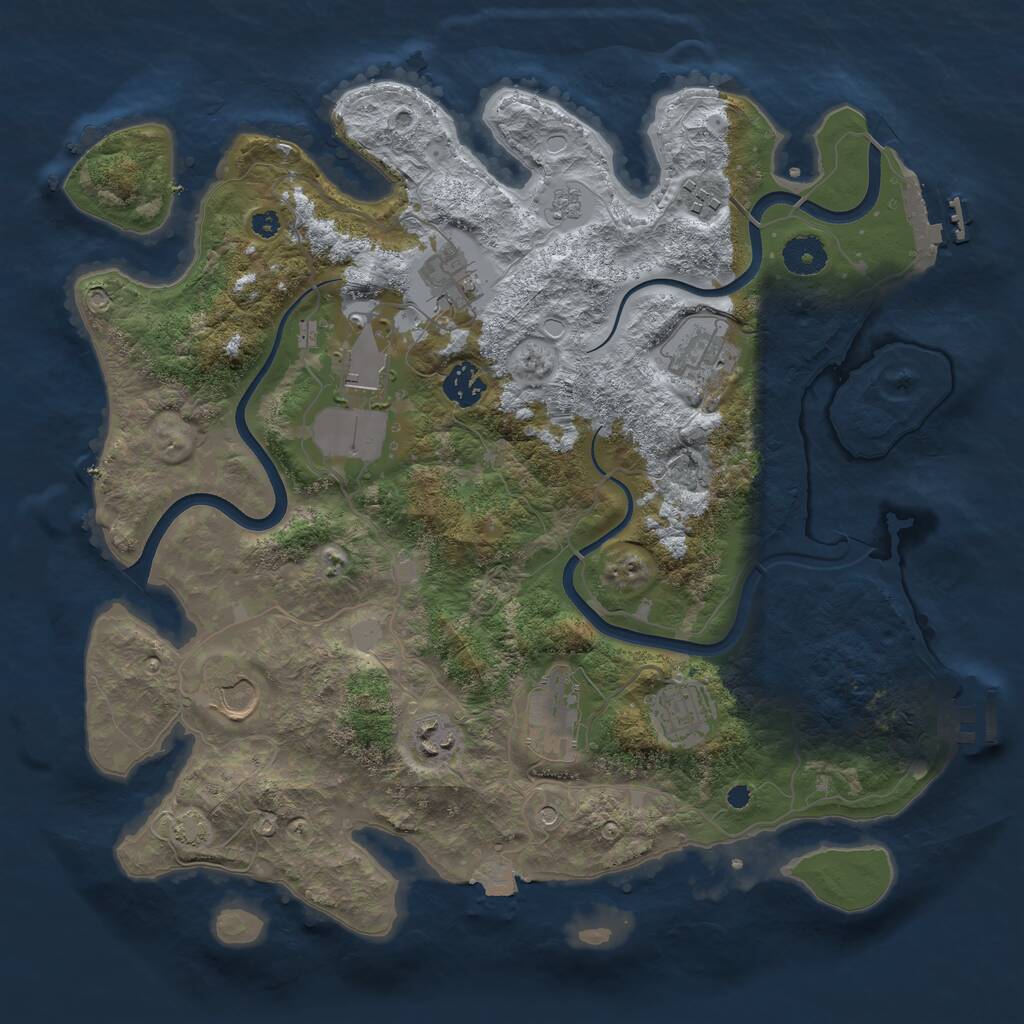 Rust Map: Procedural Map, Size: 3700, Seed: 335098, 15 Monuments