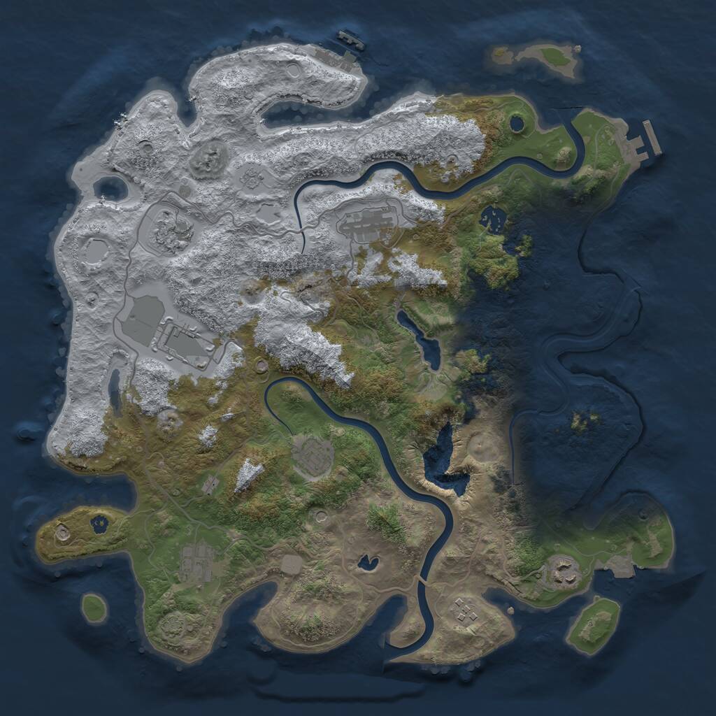 Rust Map: Procedural Map, Size: 4000, Seed: 32793910, 14 Monuments