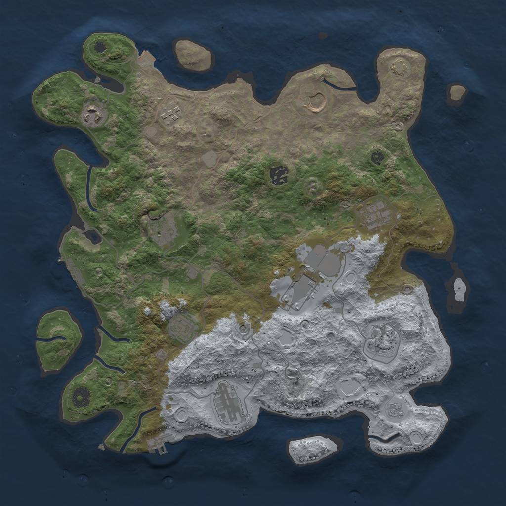 Rust Map: Procedural Map, Size: 3850, Seed: 27318691, 18 Monuments