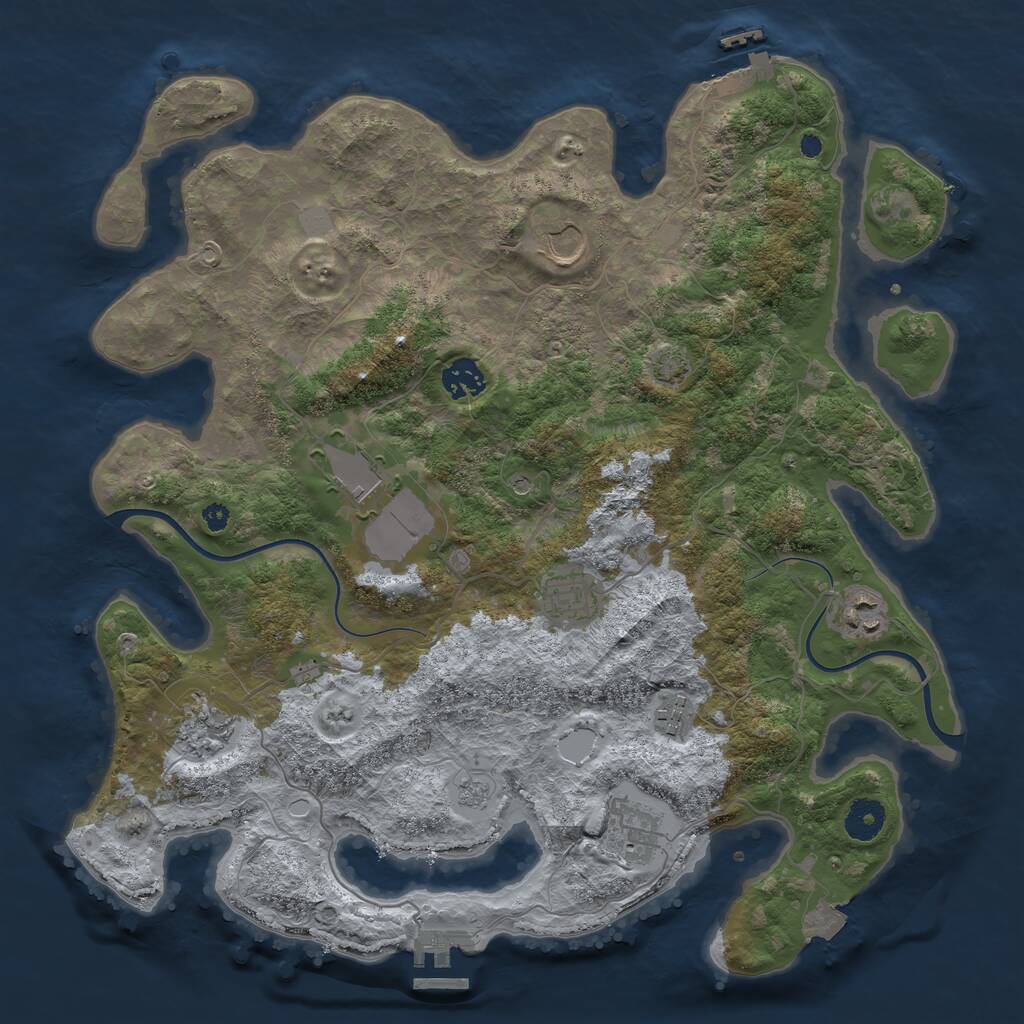 Rust Map: Procedural Map, Size: 3750, Seed: 284578124, 14 Monuments