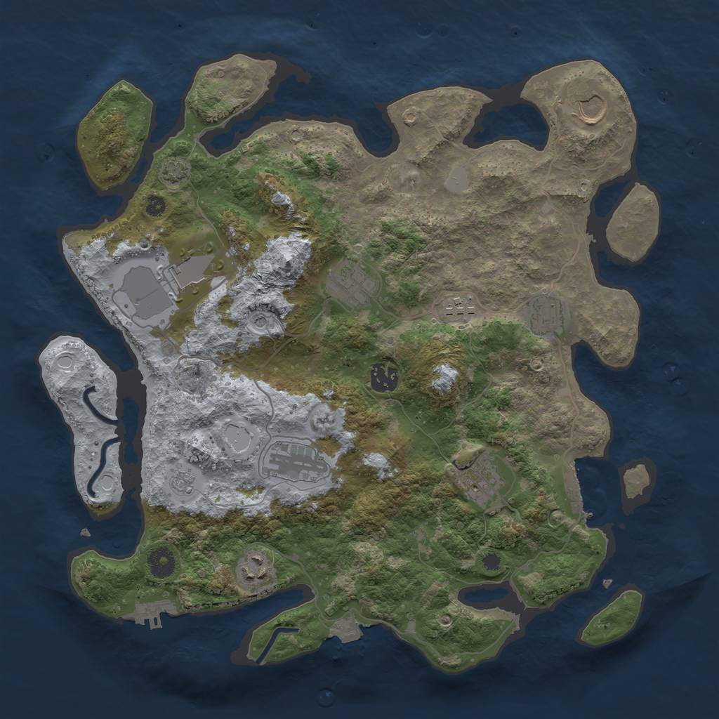 Rust Map: Procedural Map, Size: 3700, Seed: 725, 17 Monuments