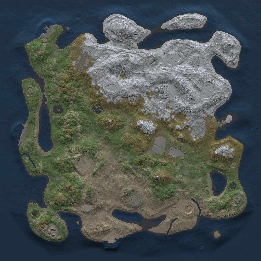 Rust Map: Procedural Map, Size: 3950, Seed: 24811626, 18 Monuments