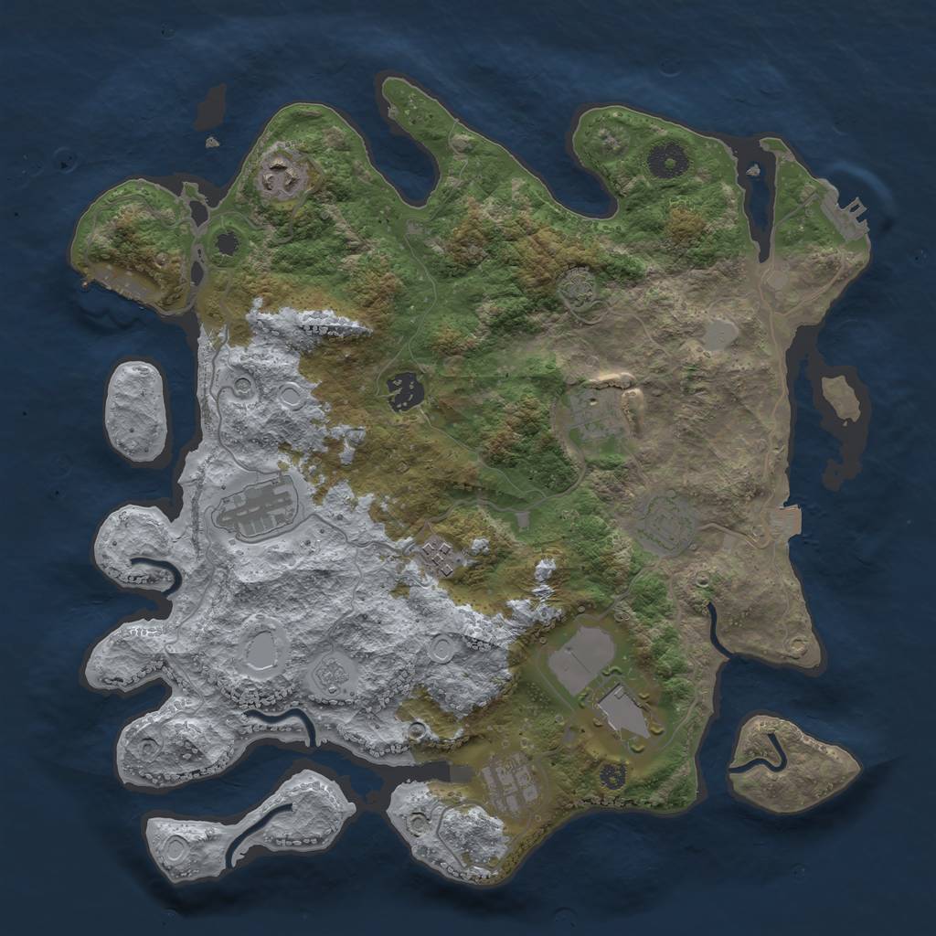 Rust Map: Procedural Map, Size: 3650, Seed: 64908195, 16 Monuments