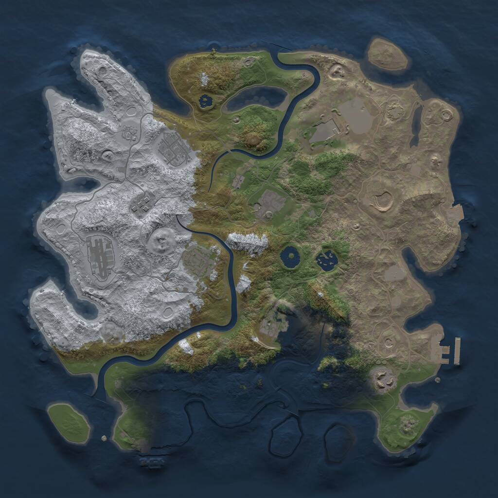 Rust Map: Procedural Map, Size: 3700, Seed: 33579229, 16 Monuments