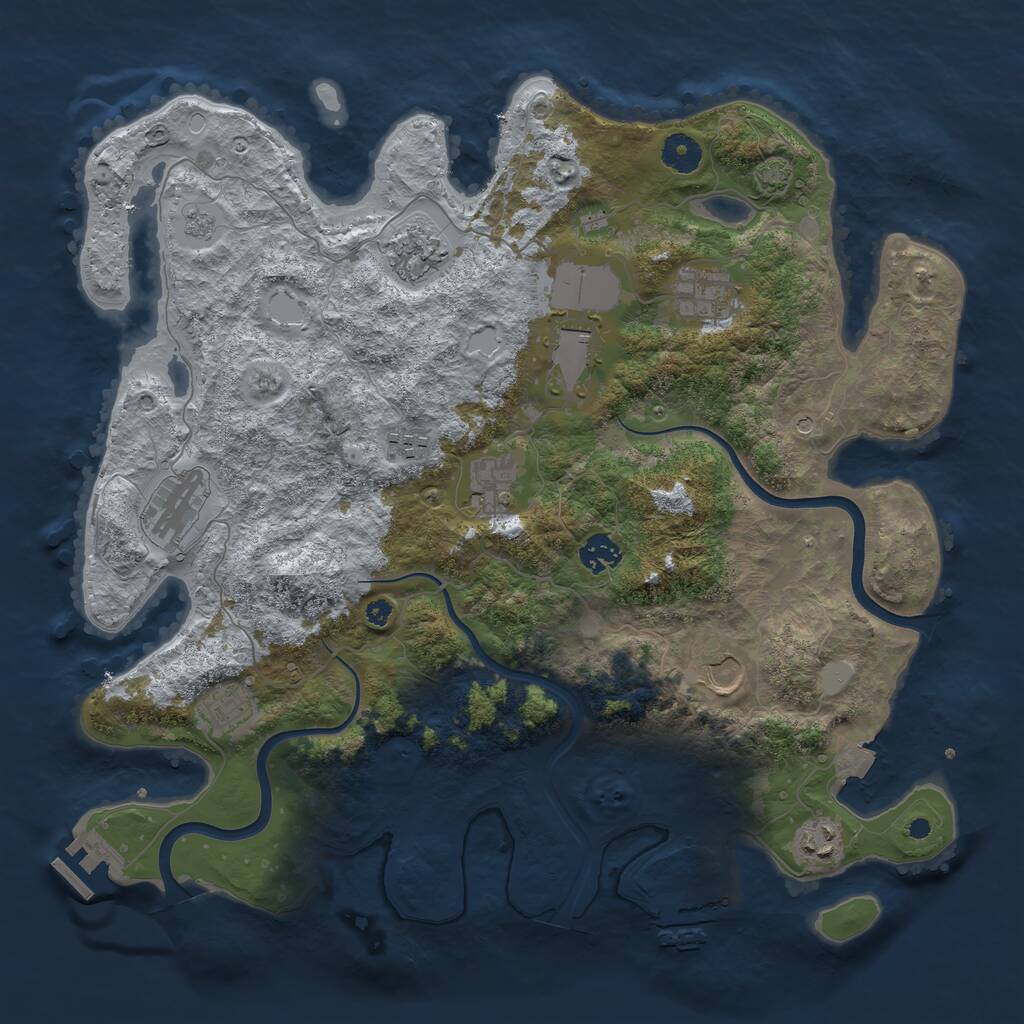 Rust Map: Procedural Map, Size: 3950, Seed: 54587528, 16 Monuments