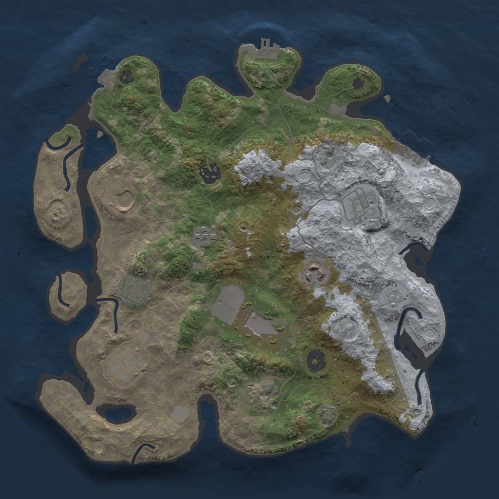 Rust Map: Procedural Map, Size: 3500, Seed: 92829258, 17 Monuments