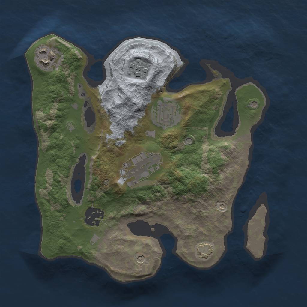 Rust Map: Barren, Size: 2400, Seed: 44666, 9 Monuments