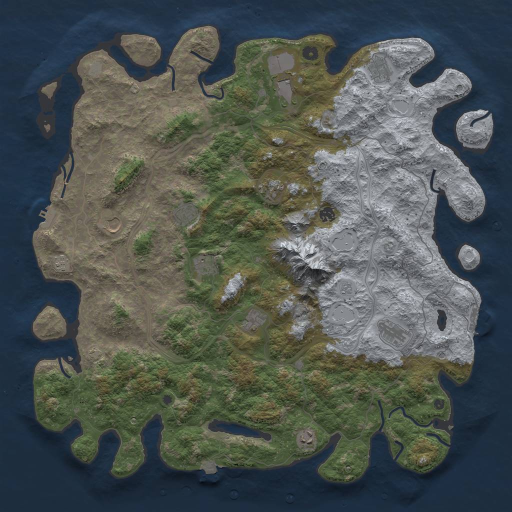 Rust Map: Procedural Map, Size: 5000, Seed: 623616182, 19 Monuments
