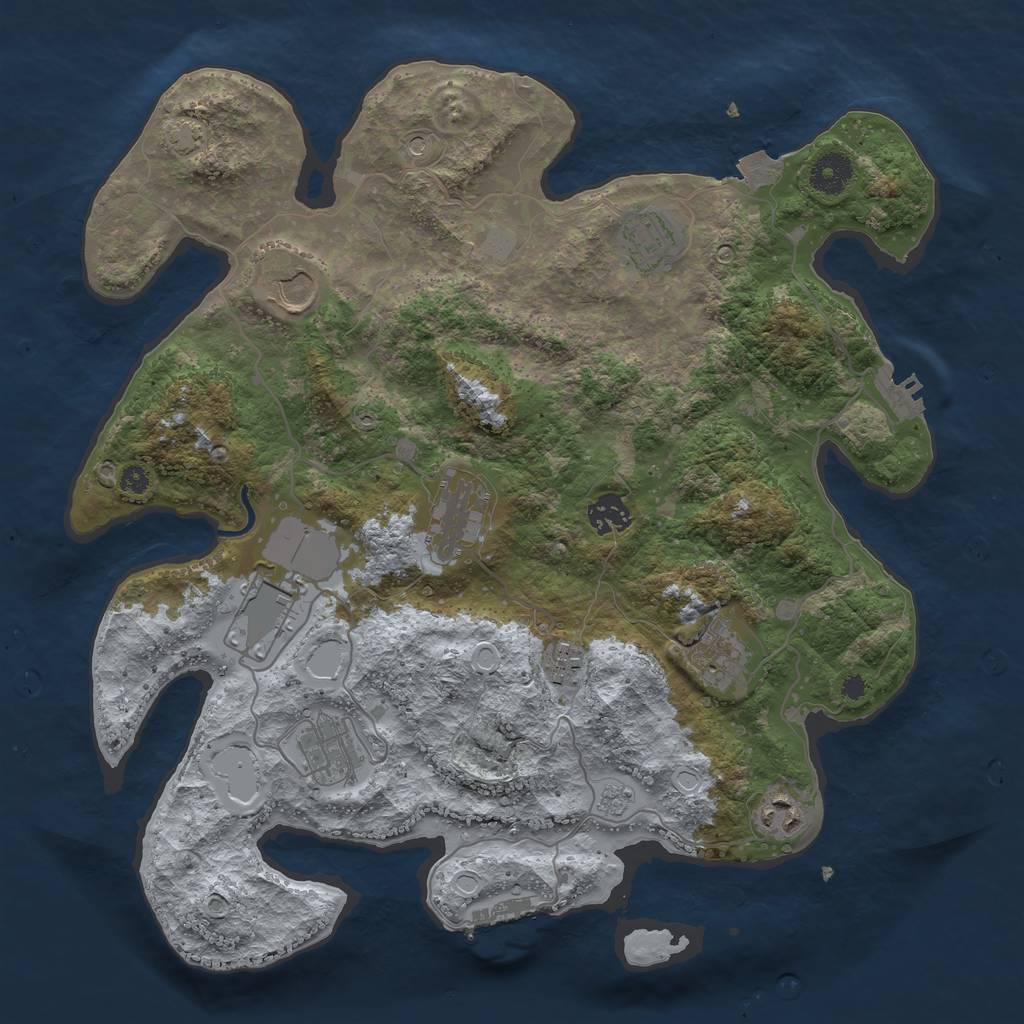 Rust Map: Procedural Map, Size: 3700, Seed: 43726709, 17 Monuments