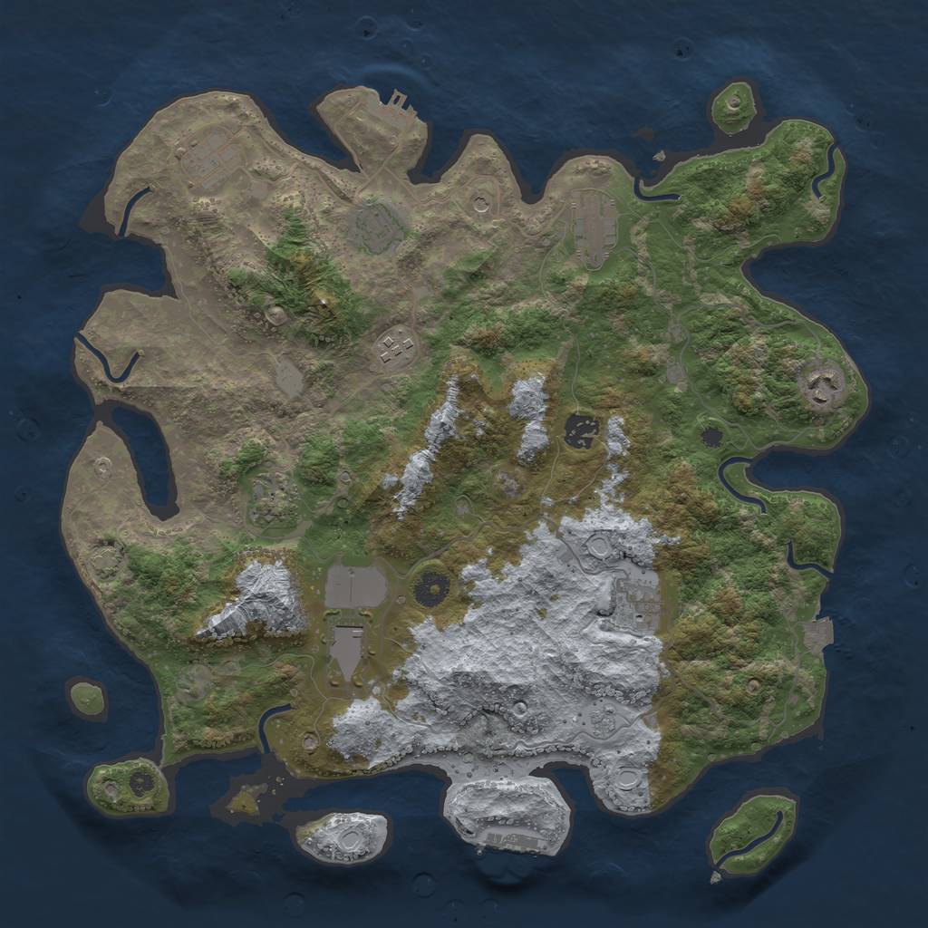 Rust Map: Procedural Map, Size: 3950, Seed: 10046008, 17 Monuments