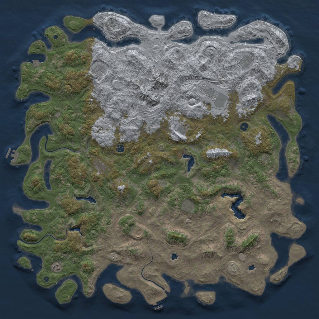 Rust Map: Procedural Map, Size: 6000, Seed: 2837401, 17 Monuments