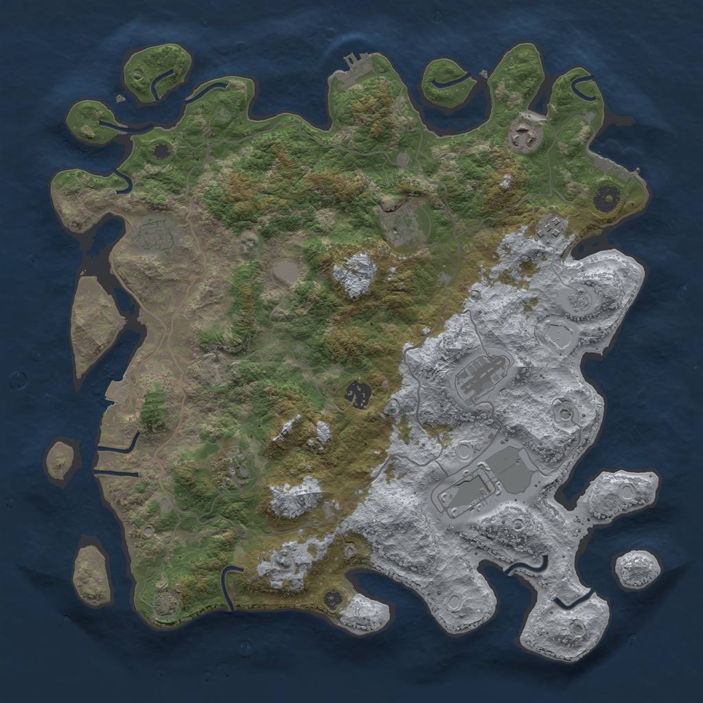 Rust Map: Procedural Map, Size: 4000, Seed: 35822351, 16 Monuments