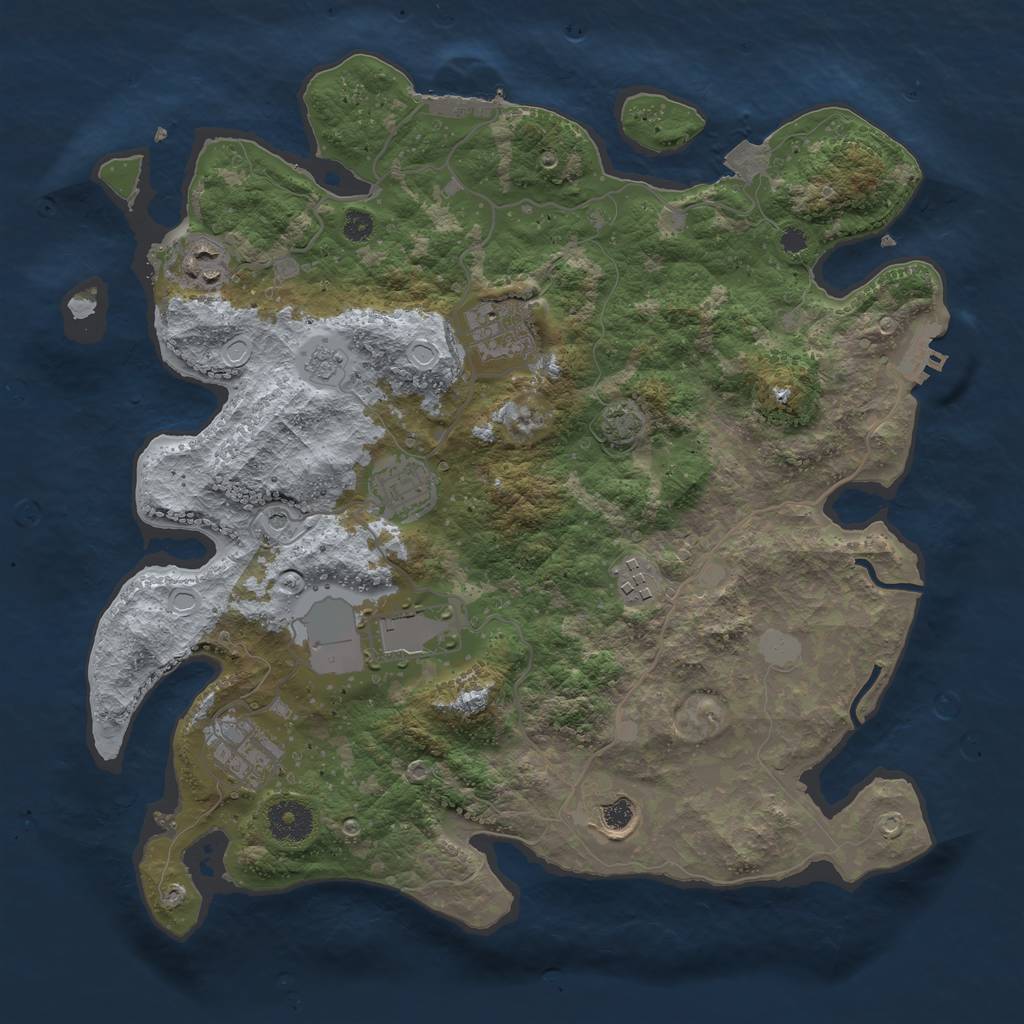 Rust Map: Procedural Map, Size: 3550, Seed: 2098643, 15 Monuments