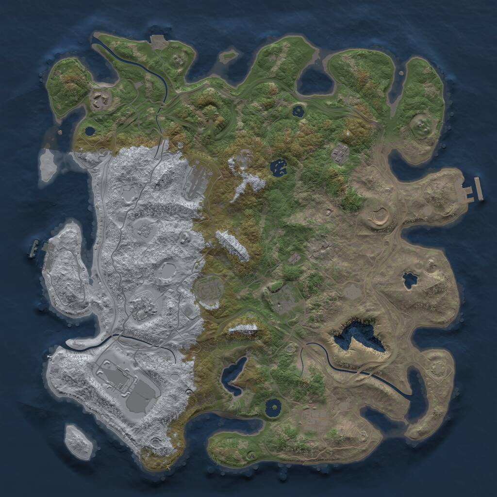 Rust Map: Procedural Map, Size: 4250, Seed: 123654, 16 Monuments