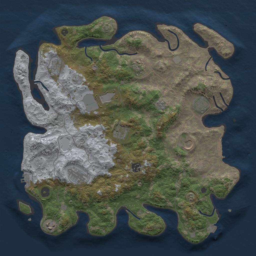 Rust Map: Procedural Map, Size: 3900, Seed: 75726224, 18 Monuments