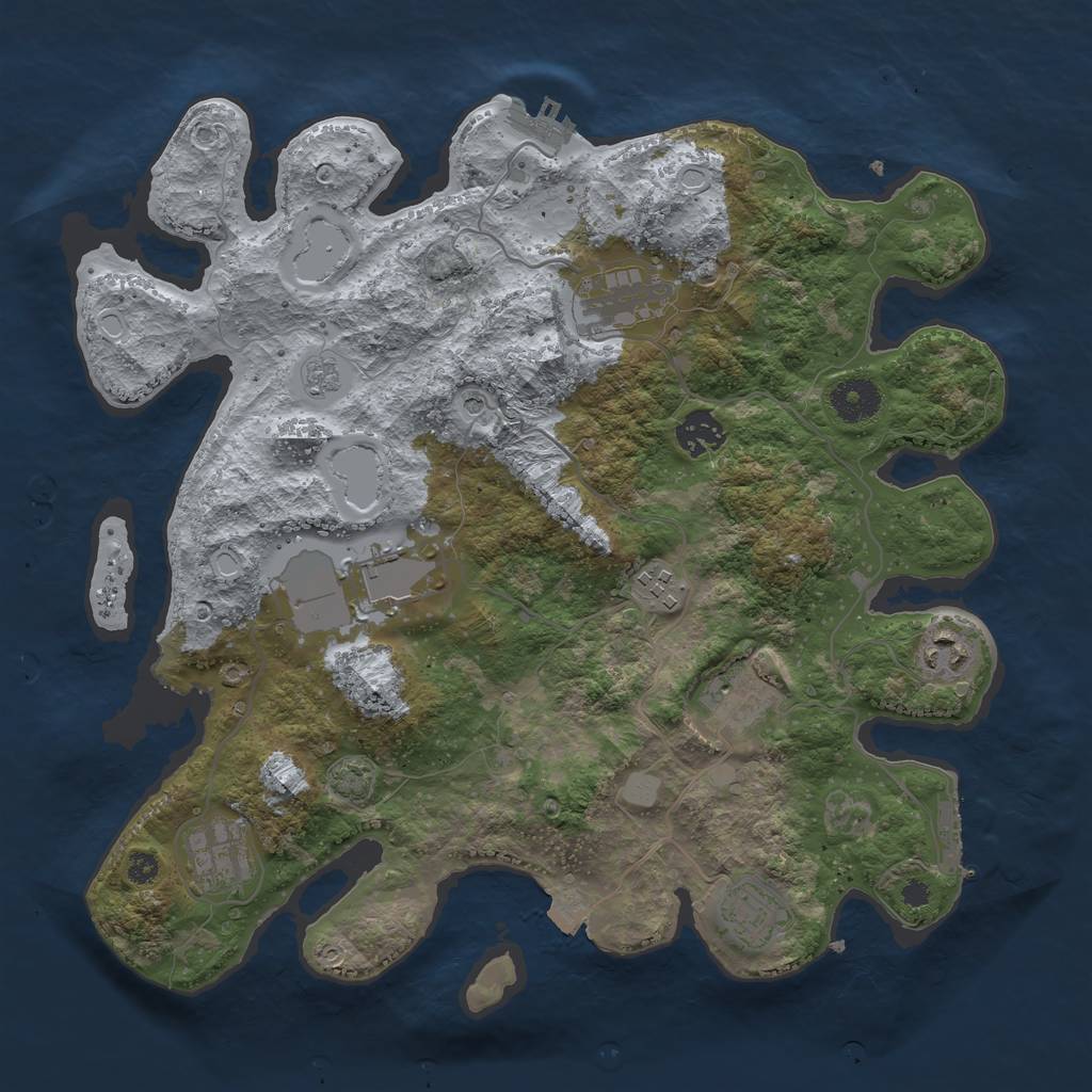 Rust Map: Procedural Map, Size: 3550, Seed: 91075412, 16 Monuments