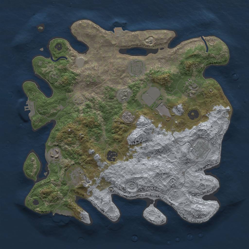 Rust Map: Procedural Map, Size: 3500, Seed: 686778212, 16 Monuments