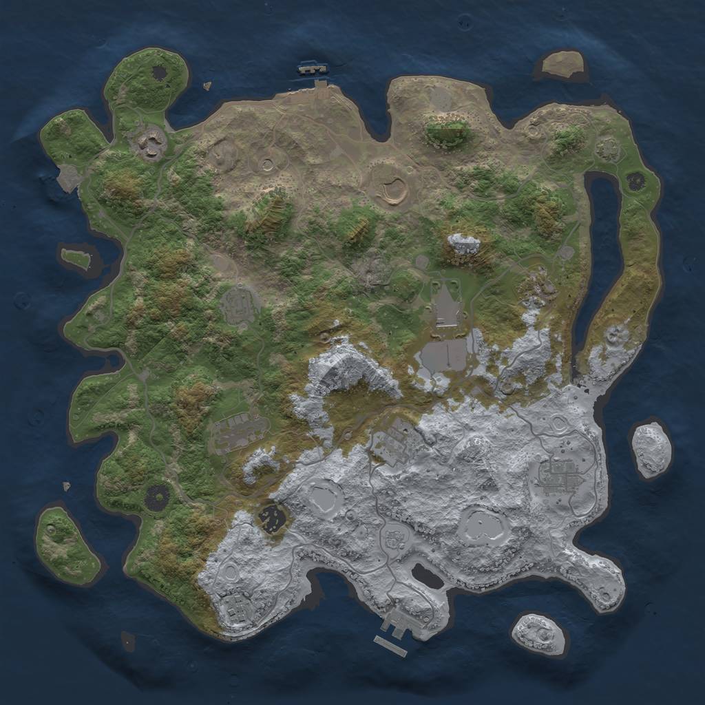 Rust Map: Procedural Map, Size: 4000, Seed: 2130892480, 18 Monuments