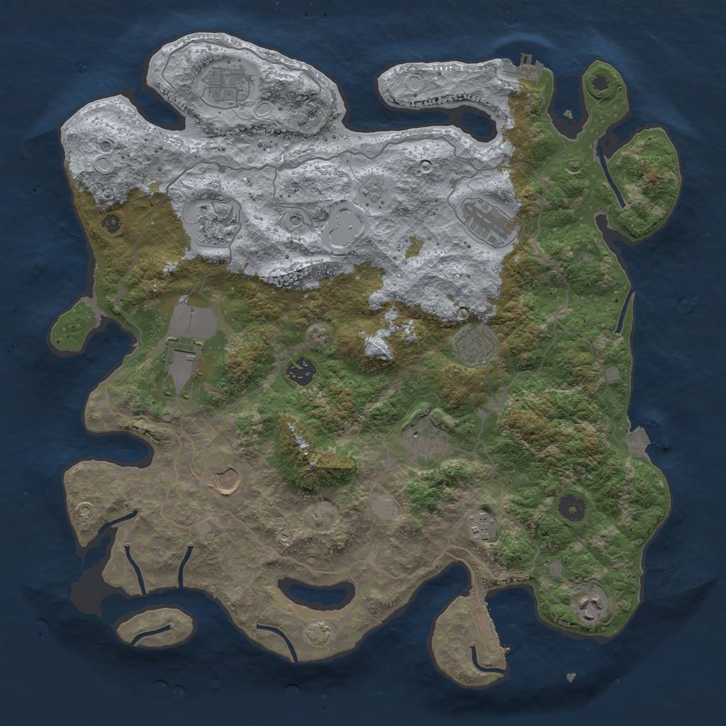 Rust Map: Procedural Map, Size: 4000, Seed: 850967713, 18 Monuments