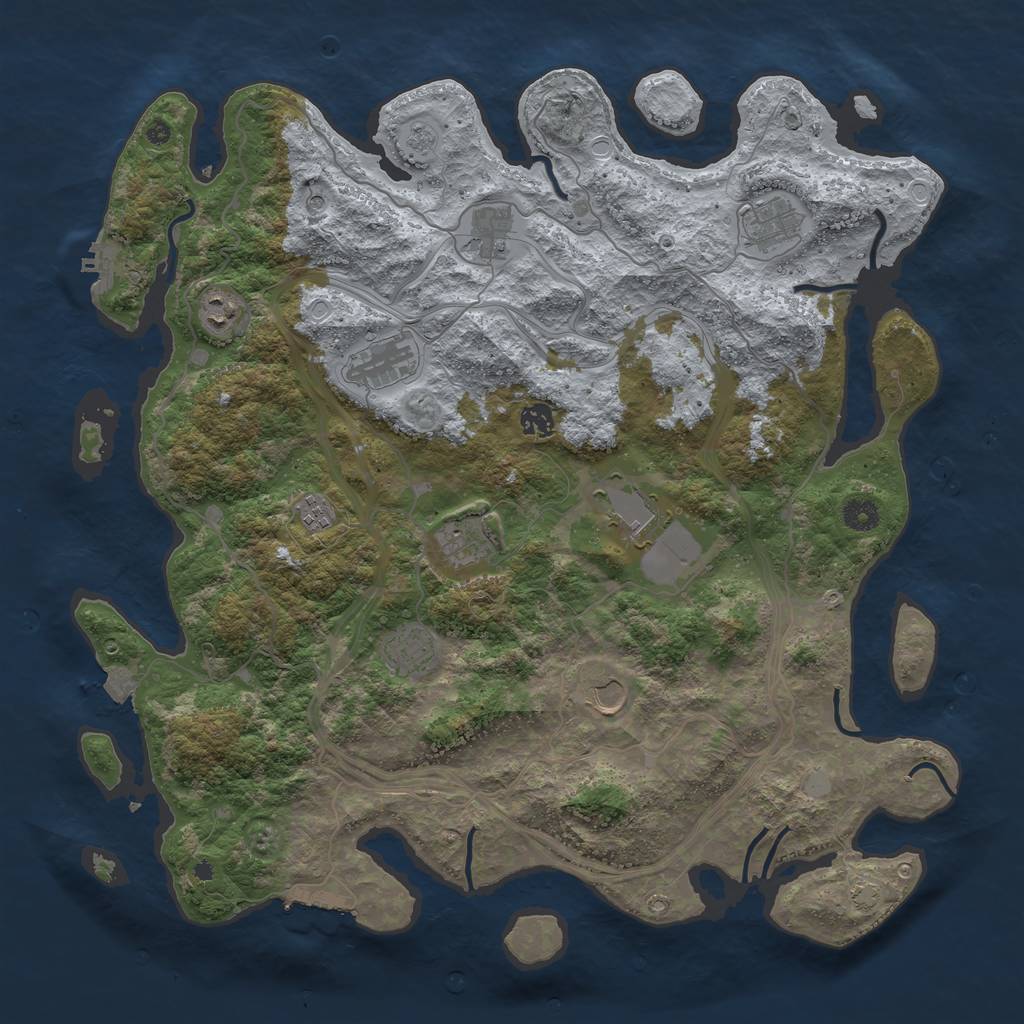 Rust Map: Procedural Map, Size: 4400, Seed: 54360508, 18 Monuments